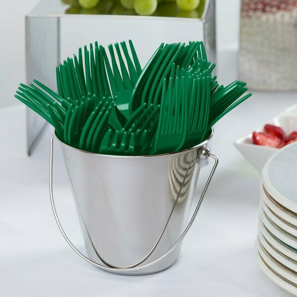 Creative Converting 010474B 7 1/8in Emerald Green Disposable Plastic Fork, 600PK 286FORKGR